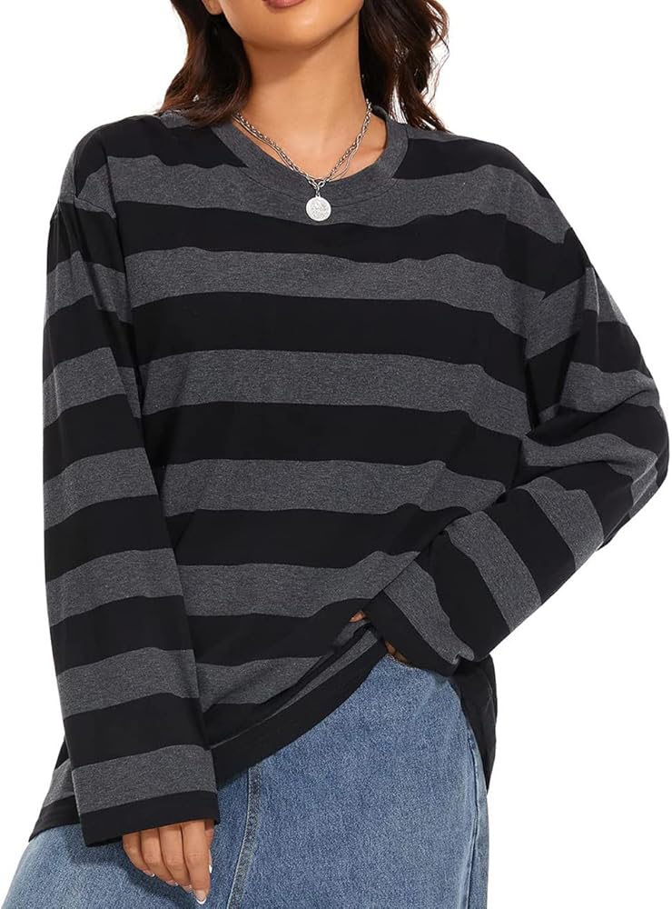 トップス STRIPED WOOL OVERSIZED LONG SLEEVE TEE M STRIPED WOOL OVERSIZED LONG SLEEVE TEE